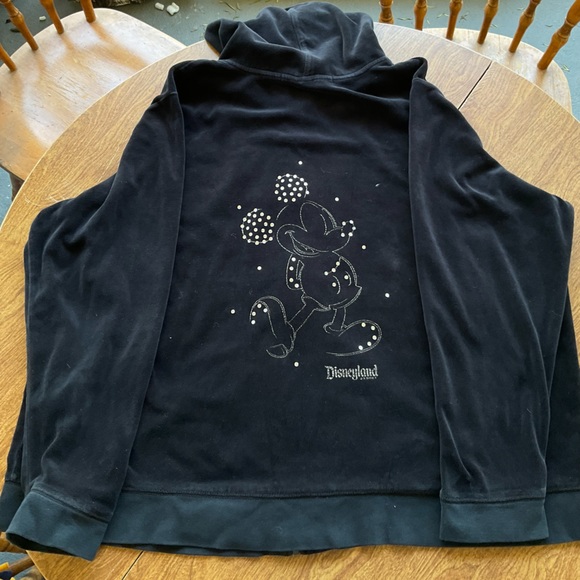 Disney Mickey Mouse Plus Size Rhinestone Crystal Velour Velvet Hoodie Jacket - Picture 6 of 14